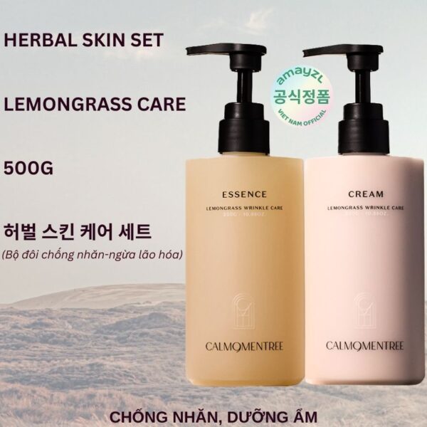 Combo Tinh Chất & Kem Chăm Sóc Chống Nhăn Calmomentree(Amayzl) Essence & Cream Lemongrass 300ml/chai
