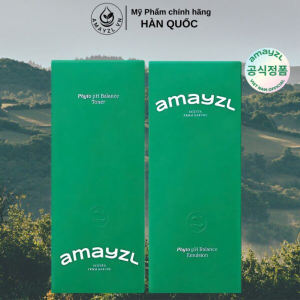 Combo Nước Cân Bằng & Kem Dưỡng Ẩm Amayzl Phyto Toner & Emulsion Ph Balance 300ml/chai