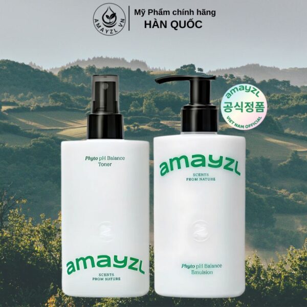 Combo Nước Cân Bằng & Kem Dưỡng Ẩm Amayzl Phyto Toner & Emulsion Ph Balance 300ml/chai