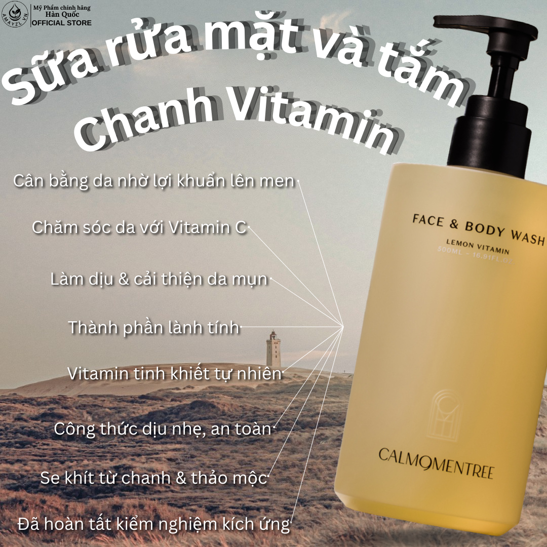Sữa Rửa Mặt Và Tắm Lemon Vitamin Calmomentree 500ml - Ảnh 3